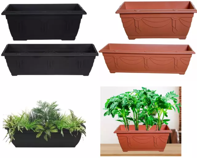 Venetian Window Plastic Planter Box Trough Garden Flower Basket Plant Pot Herb