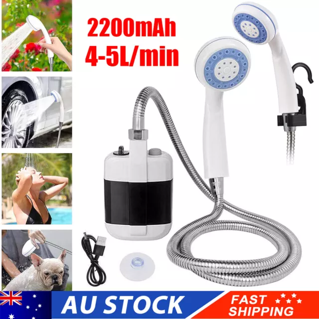 Portable Outdoor Shower Head Camping Travel Water Spray Pump USB Rechargeable AU