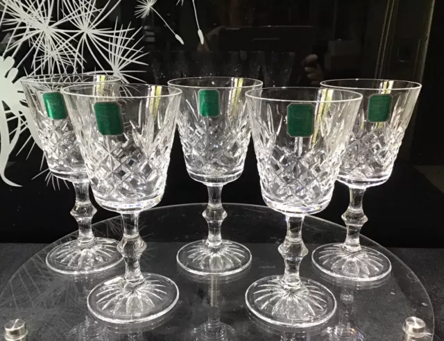 5 x Edinburgh Crystal Wine Glasses - “LOMOND” Collection - Square Bowl!