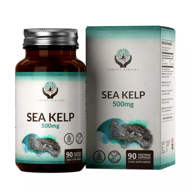 Sea Kelp | 90 Capsules 500mg Iodine Supplement Thyroid and Hair Support
