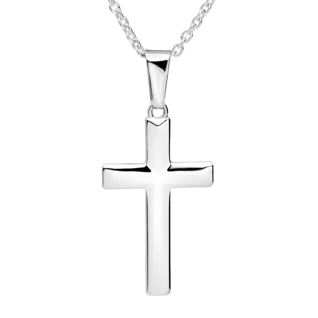 Large 925 Sterling Silver Crucifix Cross Pendant on 1.9mm Trace Necklace Chain