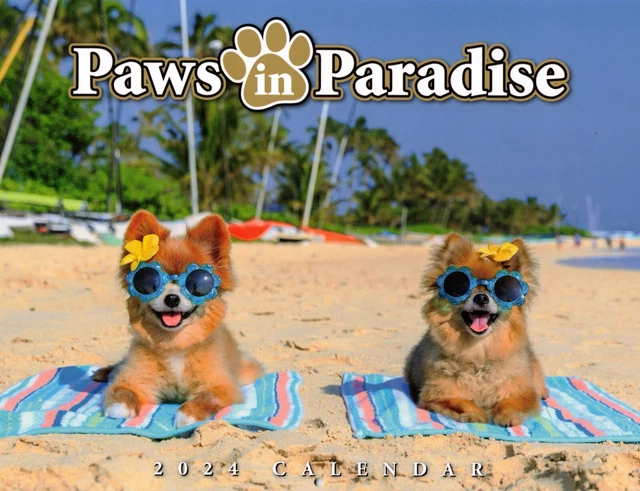 2024 CALENDAR HAWAIIAN Paws In Paradise Pictorial-Great Gift from