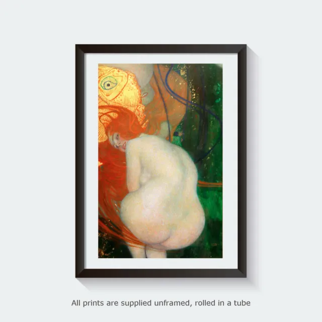 Klimt Goldfish nude fine art giclee print poster gallery wall art WITH BORDER 2