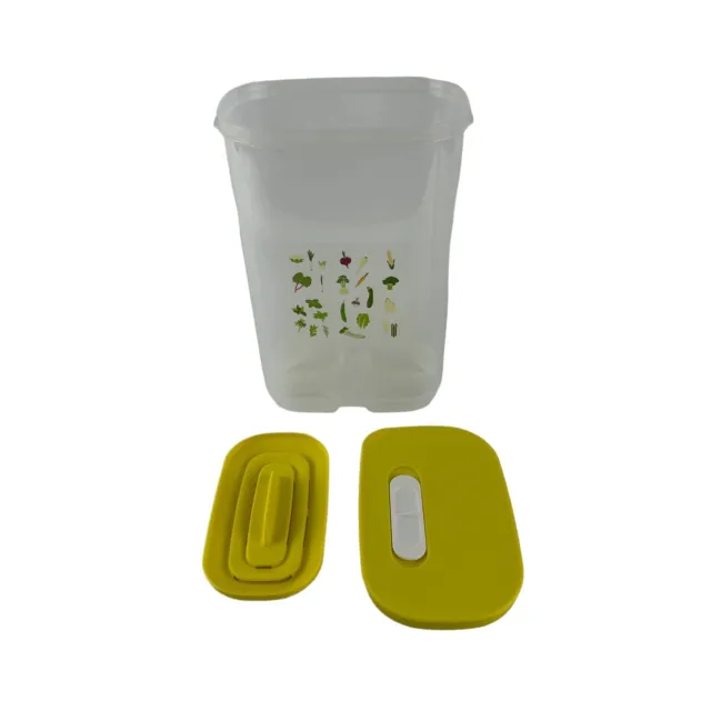 Tupperware Fridgesmart Vertical Container Slider Seal Vent Tab Grid Yellow 3 Qt
