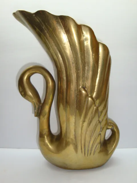 Beauiful VTG Antique Large Brass Swan Vase, Rosenthal Netter - Rare - 10.5" Tall
