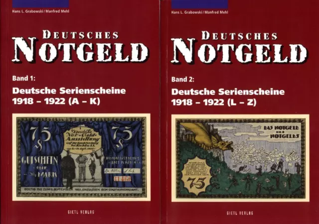 Deutsches Notgeld Band 1+2 Serienscheine 1918-22 Katalog Bewertung Geld Buch