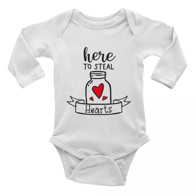 Gilet San Valentino Here to Steal Hearts Baby Grow manica a L body ragazzi ragazze