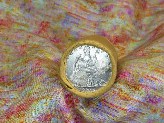 $10 Half Dollar Roll 20 Coins Seated Half 1875 End / P Walker End  @Hc5