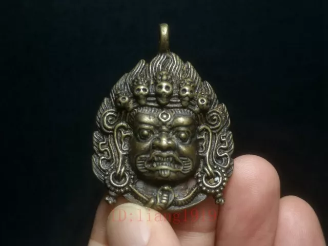 Old Collection Chinese Bronze Carving Pluto exorcism Statue necklace pendant