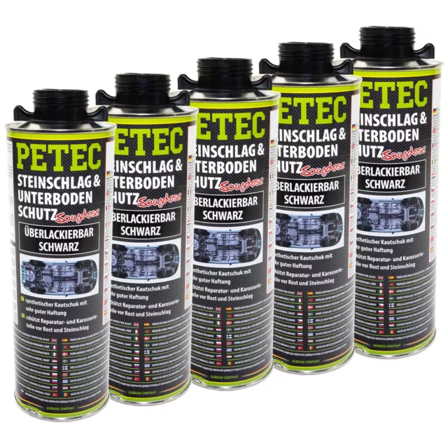 5 X PETEC 1L Impact de Pierres & Protection Anti-encastrement Saugdose Noir