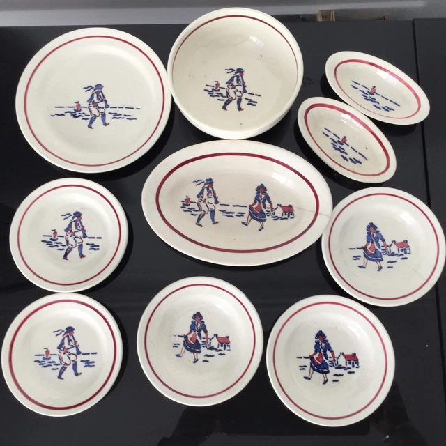9 ASSIETTES plates Creil et Montereau fin 19e-début 20e Turenne en rose