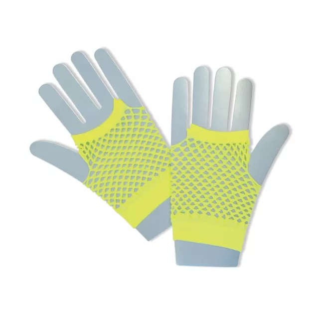 Bristol Novelty BA573 Gloves   Neon Yellow Fishnet   Short   1pc, womens, One Si