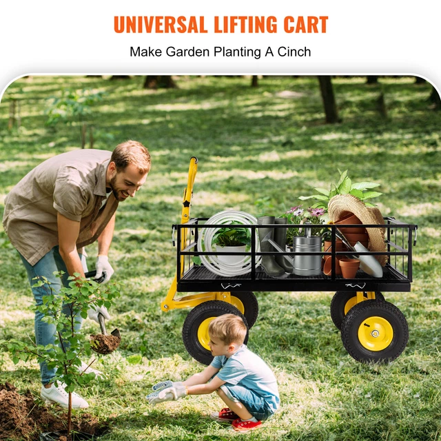 Neo Carrello Da Giardino Pieghevole 320kg: Rete In Acciaio, Ruote Pneumatiche, Con Telo Impermeabile, Per Campeggio E Festival
