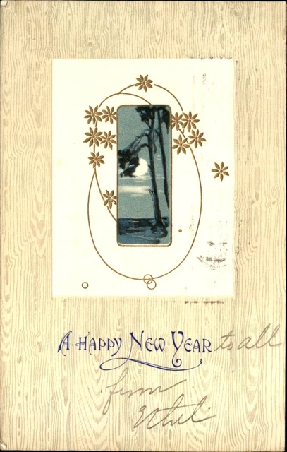 Happy New Year ~ Art Nouveau design ~ 1905 to IRENE MEUSSDORFFER San Francisco
