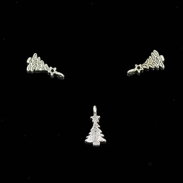 50 Stück / Packung Vintage Tibetan Silber Weihnachtsbaum Star Anhänger Loose