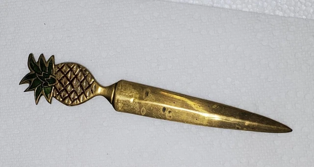 Abridor de cartas de piña daga de latón de 6,5 pulgadas vintage