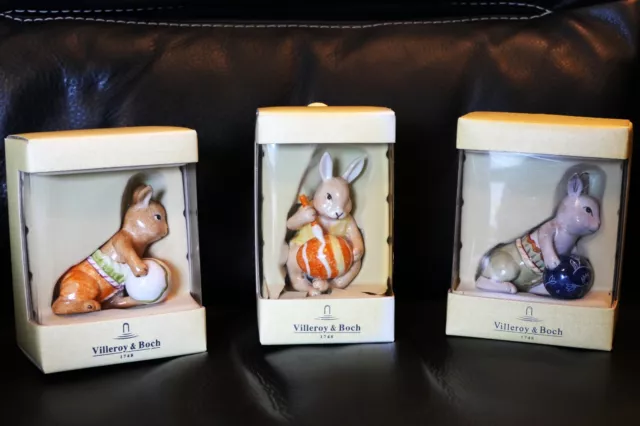Villeroy & Boch 3 x Easter Bunny Figures with Eggs - Hasen Family - Small