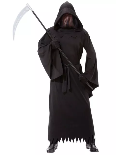 Adult Mens Grim Reaper Phantom Halloween Fancy Dress Costume Death Robe Outfit