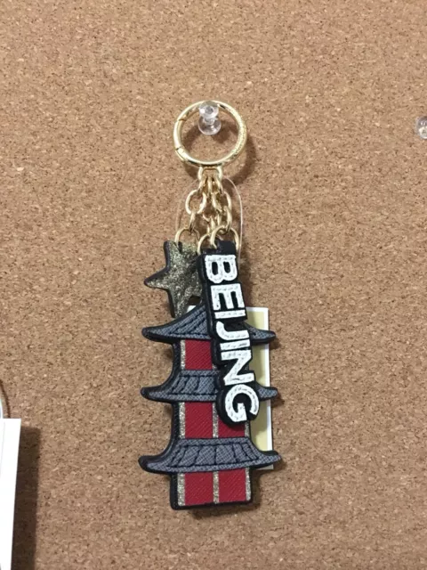 NWT Michael Kors Key Charms Beijing City Key Fob Red Leather Keychain, $68