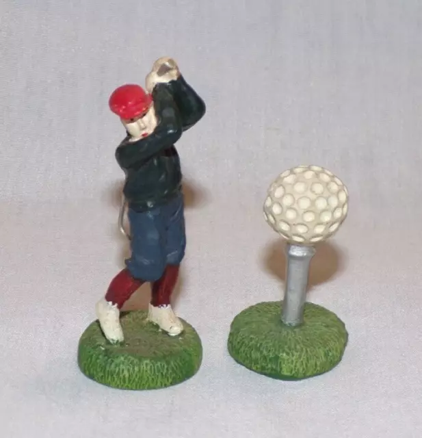 Miniature Dollhouse Figurine Statue Golfer Golfing Man Golf Ball Tee Club Resin