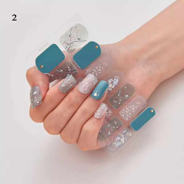 Laser Floral Full Cover Nail Stickers Diy Manucure Décorations Nail Art Diy ~ #