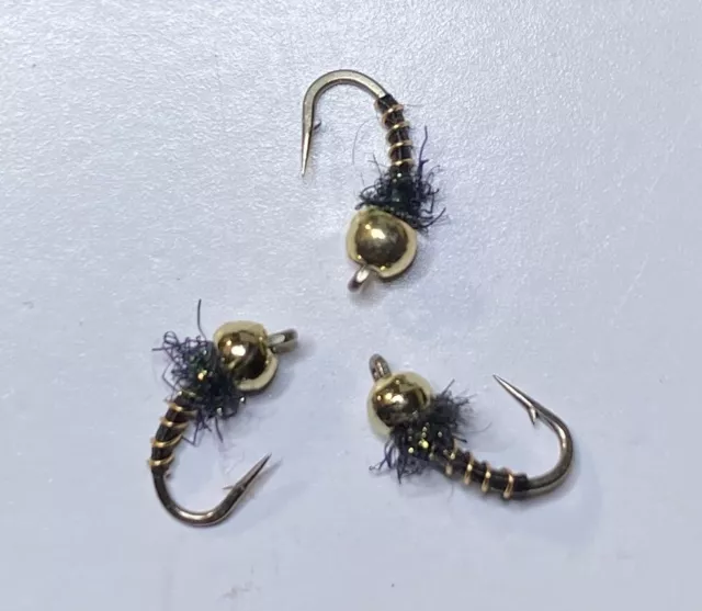 Size 18 Black Zebra Midge, Tungsten Bead Head