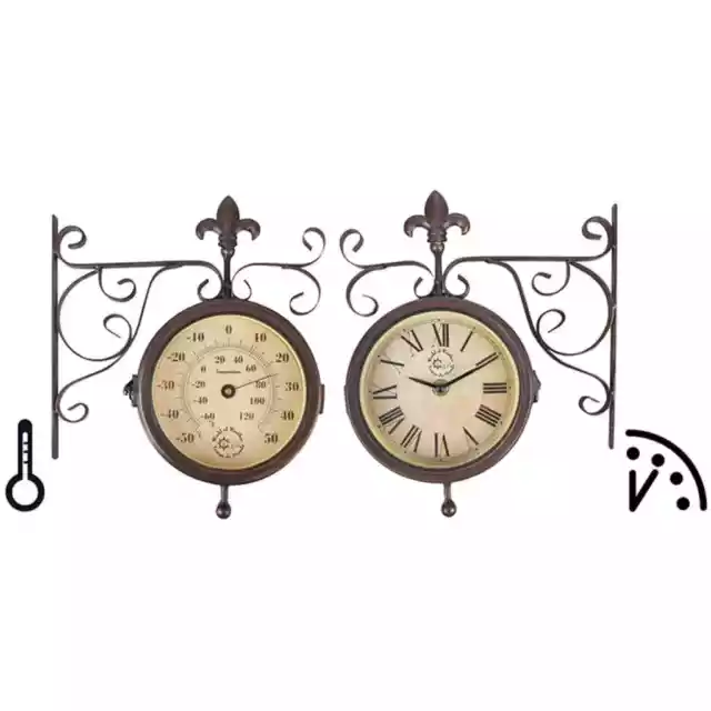 Esschert Design TF005 Orologio da parete di stazione con termometro Esschert Des