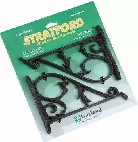 Garland Stratford Planter Wall Support Brackets Pair Black Durable 21cm ( 8")