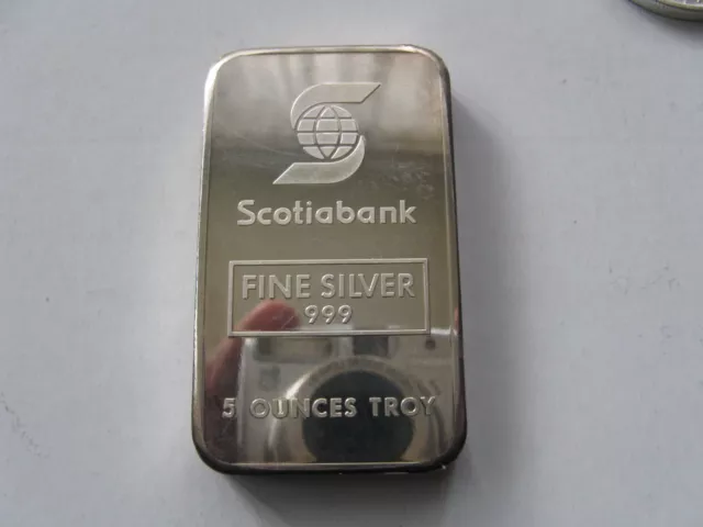 5 oz Scotia Bank Johnson Matthey JM 999 Fine Silver Bar - Mintage Less than 500