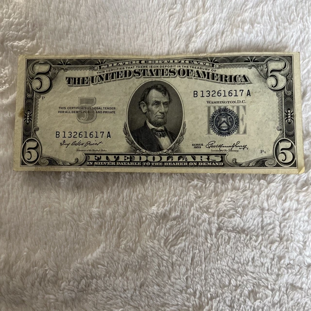 Series 1953 Five Dollars $5 Silver Certificate Note