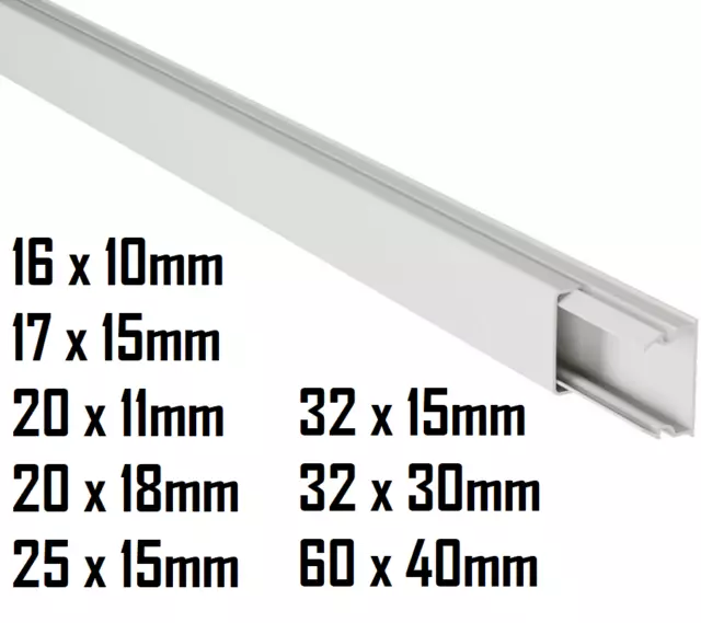 Goulotte / conduit électrique 2 mètres en PVC blanc, différentes tailles