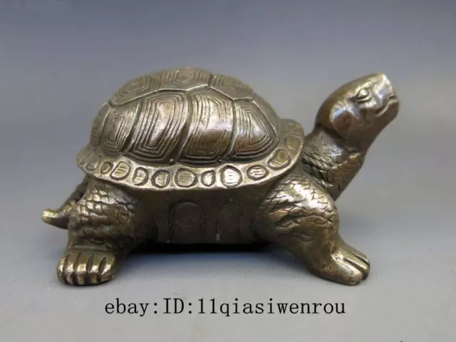 Chinese Copper Brass Carved Animal tortoise sea Turtle Statue