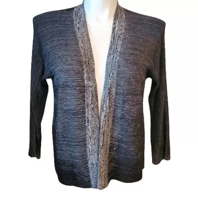 Eileen Fisher Open Front Cardigan Silk Organic Cotton Blend Sweater Size XS