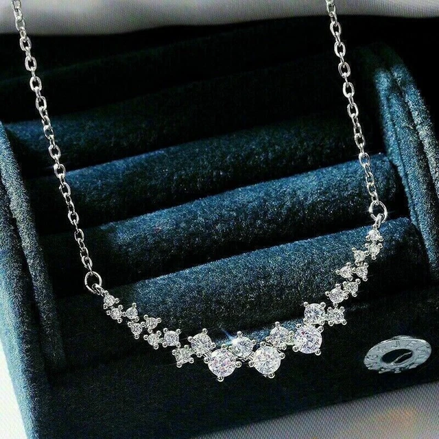 2Ct Round Cut Lab Created Diamond Women's Necklace 14K White Gold Plated Silver