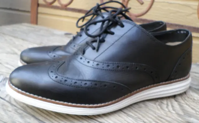 Cole Haan Original Grand Black Leather Wingtip Shoes Women's 8.5 B