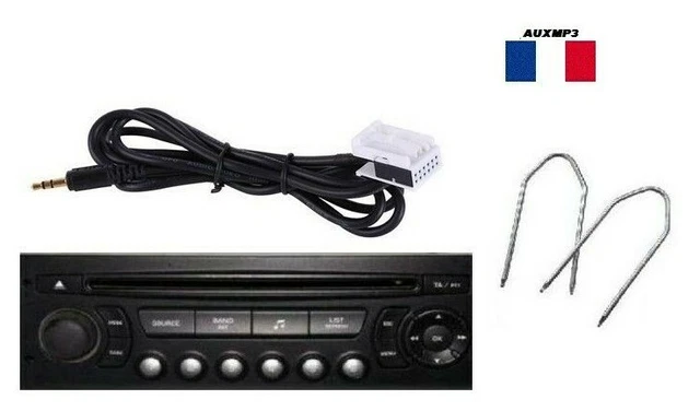 Câble Auxiliaire Jack 3.5mm Pour Autoradio Peugeot RD4/RT4 - 307, 407, 3008, RCZ...