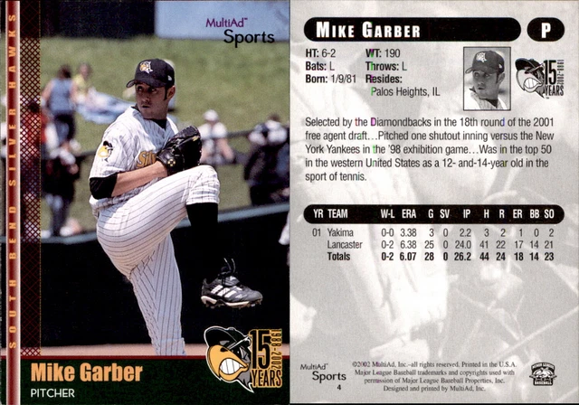 Mike Garber 2002 MultiAd South Bend Silver Hawks #4 Card *AutographDen*
