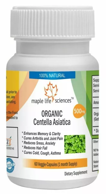 ORGANIC Centella Asiatica Capsules Brahmi Gotu Kola For Anxiety Depression 2