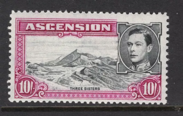 M22799 Ascension 1944 SG47b KGVI: 10/- black & bright purple perf 13 UMM