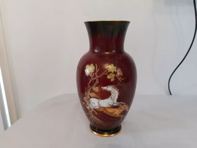 Vintage Flower Vase Pegasus Crown Devon Red Ceramic Horse Art Pottery Vase