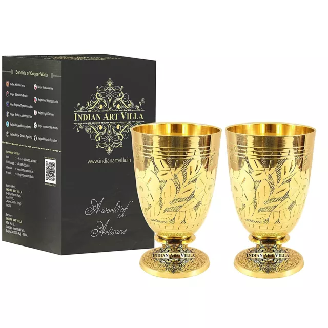 Conjunto De 2 Latón Cristal Copa Vaso Vajilla 350ML Cada Uno