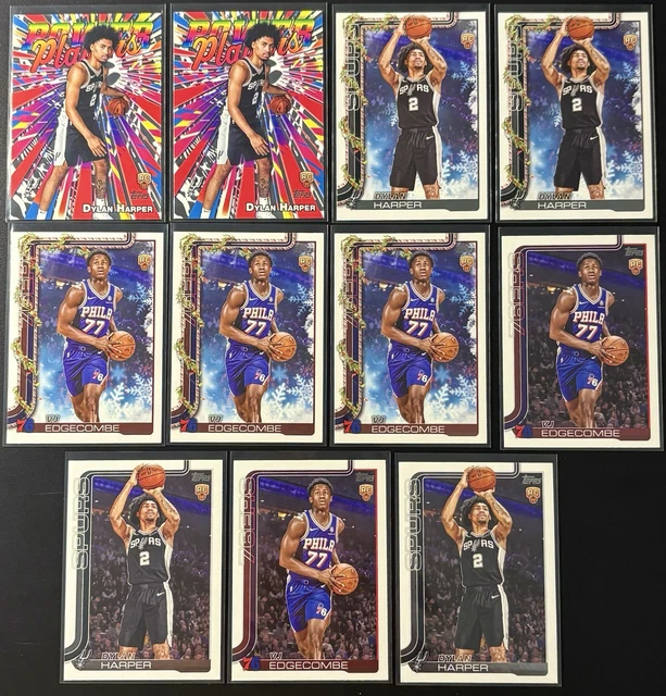 2025-26 TOPPS FLAGSHIP VJ Edgecombe Dylan Harper ROOKIE LOT X11 POWER ...