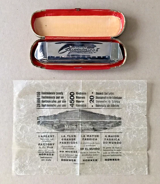 HARMONICA M Hohner CHROMONICA II de LUXE Instrument de Musique vintage complet !