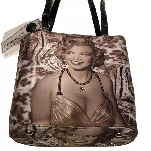 Marilyn Monroe Purse  NWT Bling Pink White Rhinestones Tiger Shoulder Hand Bag