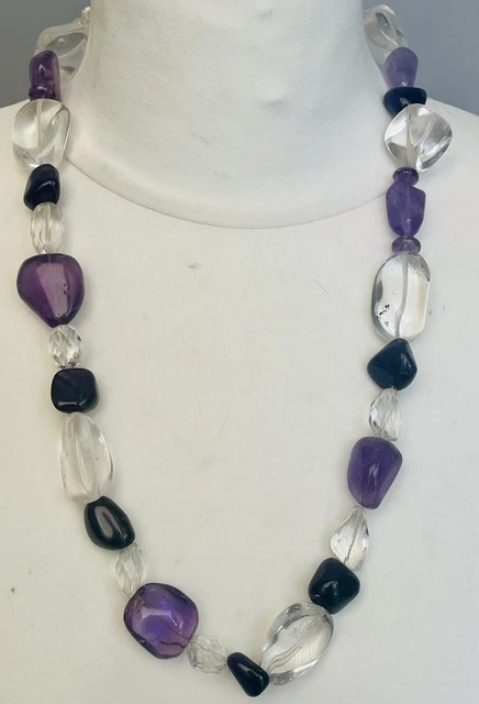 COLLIER VINTAGE 70 AVEC PIERRES VIOLETTES EN AMETHYSTES DN4932