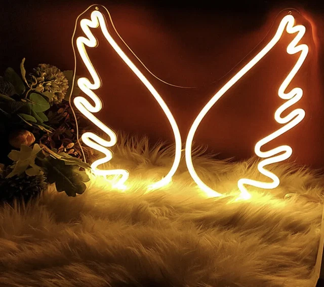 ANGEL WINGS NEON white light USB long cablehang/mount white light
