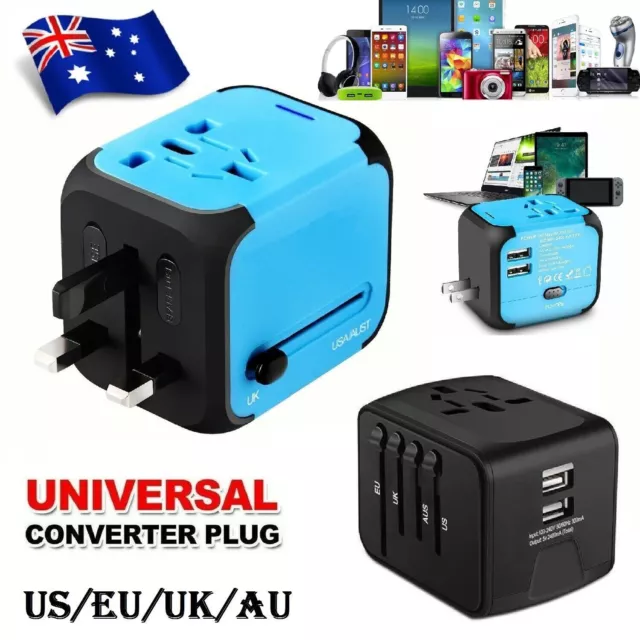 International Universal Travel Adapter 2 USB Outlet Converter Plug Power Charger