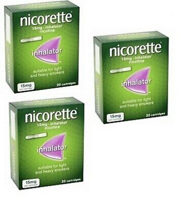 X 3 paquetes inhalador Nicorette 15 mg 36 cartuchos X paquete de 3 paquetes