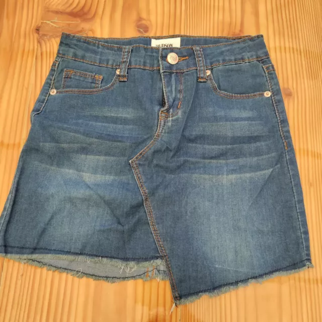 Hudson Denim Jean Skirt Distressed Kid's Youth Girl's Size 10 EUC Flap Pocket
