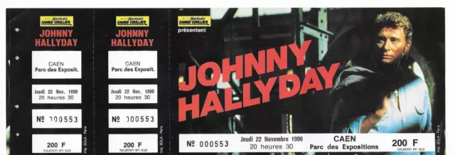 Rare / Billet Ticket De Concert - Johnny Hallyday : Live A Caen ( France ) 1990